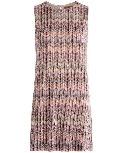 Missoni Zigzag Embellished Cotton-Blend Mini Dress - Multicolour