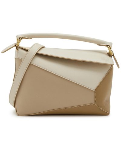 Loewe Puzzle Edge Small Leather Cross-body Bag - Natural