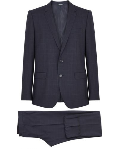 Dolce & Gabbana Martini-Fit Checked Wool Suit - Blue
