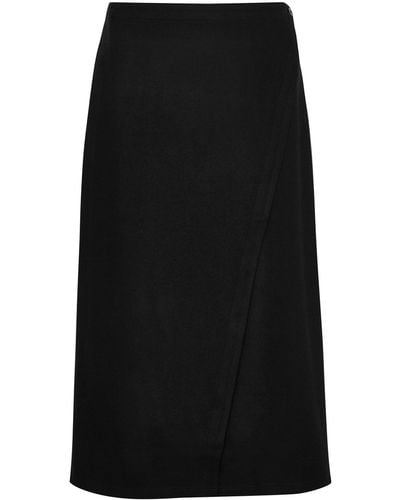 Eileen Fisher Wool Wrap Midi Skirt - Black