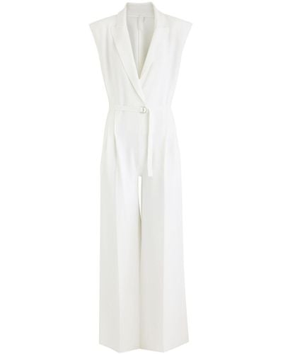 Norma Kamali Wide-Leg Stretch-Jersey Jumpsuit - White