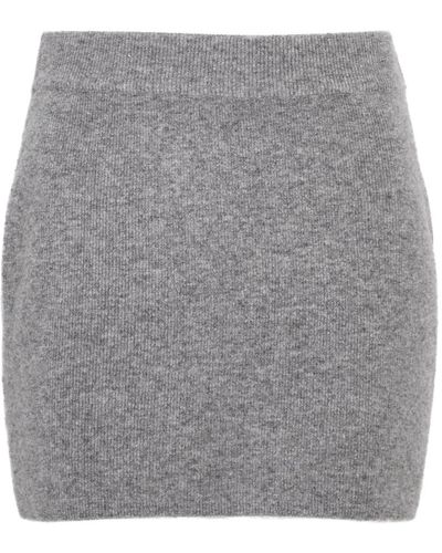 AEXAE Ribbed Cashmere Mini Skirt - Gray