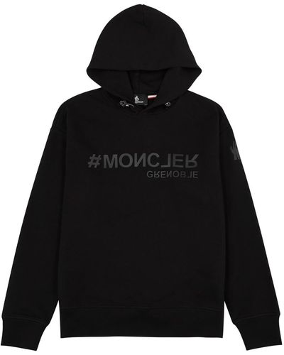 3 MONCLER GRENOBLE Logo Hooded Cotton Sweatshirt - Black