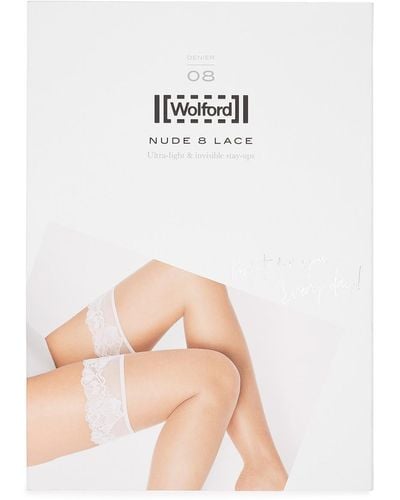 Wolford 8 Lace 8 Denier Hold-ups - White