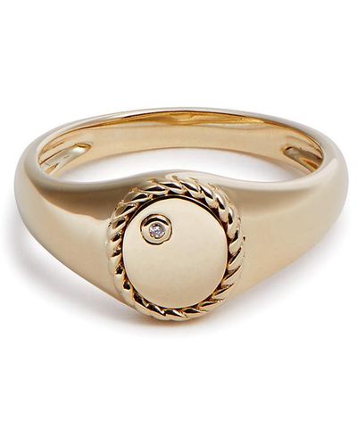 Yvonne Léon Baby Chevaliere Ovale 9kt Pinky Ring - White