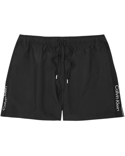 Calvin Klein Logo Striped Shell Swim Shorts - Black