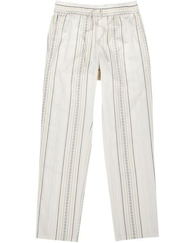 Les Deux Porter Stripe-Jacquard Cotton Pants - White