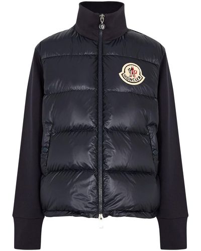 Moncler Quilted Shell And Jersey Cardigan - Black