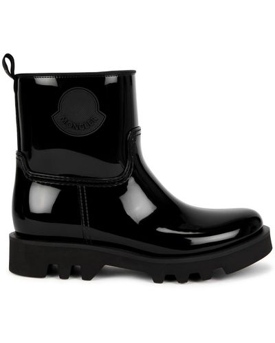 Moncler Ginette Logo-appliquéd Glossed-rubber Rain Boots - Black