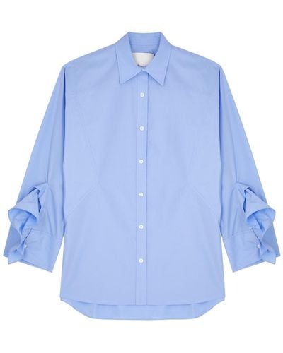 3.1 Phillip Lim Ruffle-Trimmed Cotton-Blend Poplin Shirt - Blue