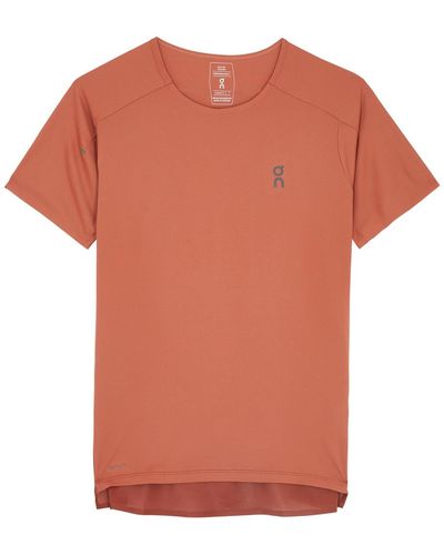 On Shoes Performance Panelled Stretch-Jersey T-Shirt - Orange