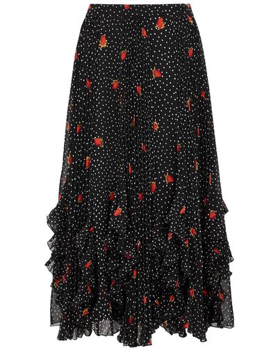 Diane von Furstenberg Effie Printed Chiffon Midi Skirt - Black