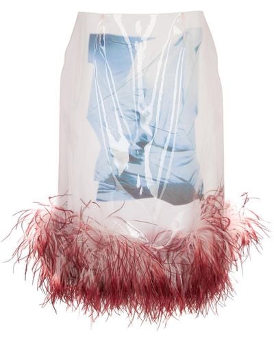 16Arlington Vada Feather-trimmed Layered Midi Skirt - White