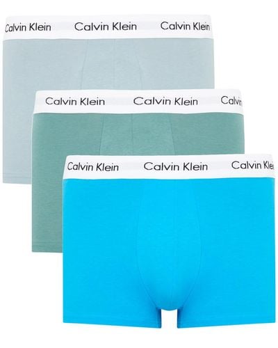 Calvin Klein Low-rise Stretch-cotton Trunks - Blue