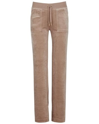 Juicy Couture Del Ray Logo Velour Sweatpants - Natural