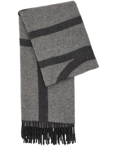 Totême Totême Logo-monogrammed Wool Scarf - Grey