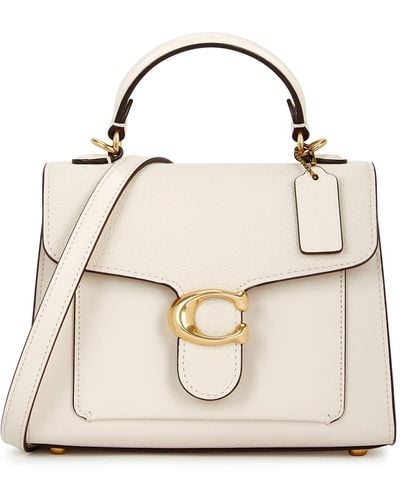 COACH Tabby 20 Ivory Leather Top Handle Bag - White