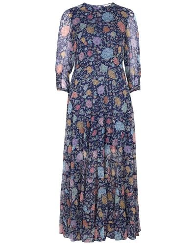 RIXO London Kristen Floral-print Chiffon Maxi Dress - Blue