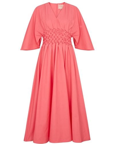 ROKSANDA Esti Cotton-Poplin Midi Dress - Pink