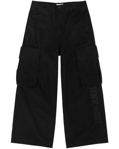 Honor The Gift Wide-Leg Cotton Cargo Trousers - Black