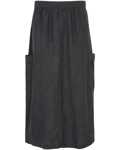 Eileen Fisher Linen Midi Cargo Skirt - Grey