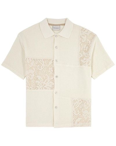 Drole de Monsieur La Chemise Patchwork Crochet And Cotton Shirt - White