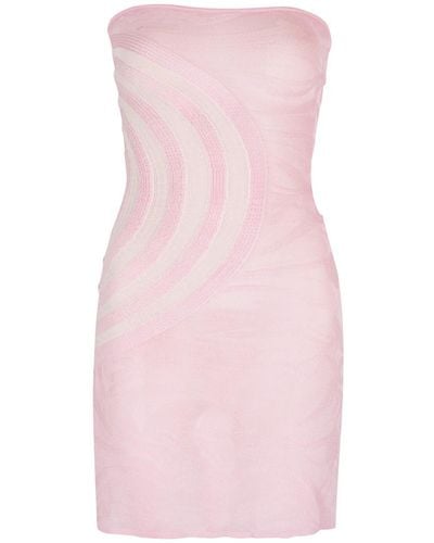 GIMAGUAS Été Intarsia Pointelle-Knit Mini Dress - Pink