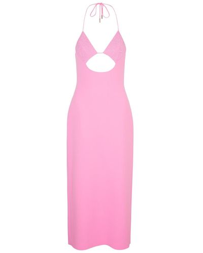 David Koma Crystal-embellished Cut-out Midi Dress - Pink