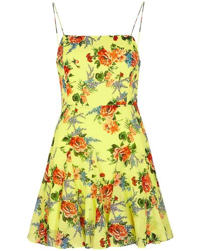 Alice + Olivia Ginny Floral-Print Cotton-Blend Mini Dress - Yellow