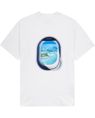 BLUE SKY INN Jet Island Printed Cotton T-shirt - Blue