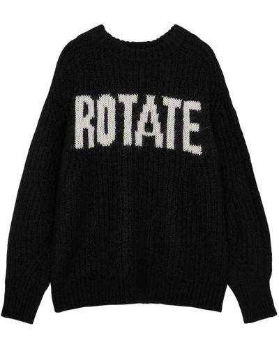 ROTATE BIRGER CHRISTENSEN Logo-intarsia Wool-blend Sweater - Black