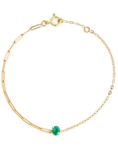 Yvonne Léon Solitaire Emerald 18kt Gold Bracelet - White