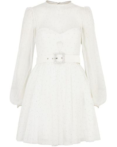 Rebecca Vallance Mirabella Embellished Crepe And Tulle Mini Dress - White