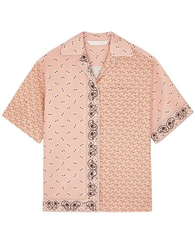 Palm Angels Patchwork Printed Linen-Blend Shirt - Pink
