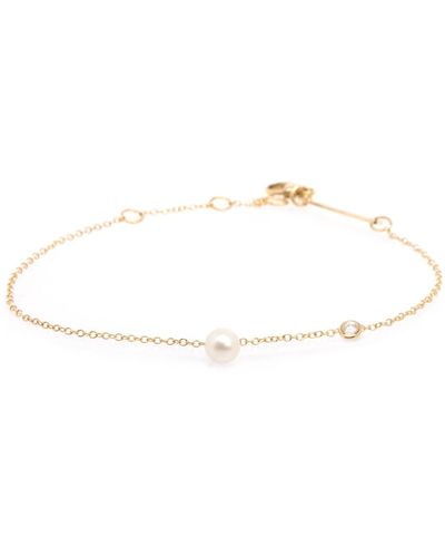 Zoe Chicco 14ct Yellow Gold Pearl And Diamond Bracelet