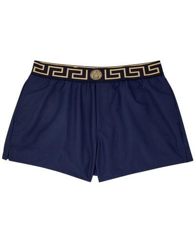 Versace Logo Nylon Swim Shorts - Blue