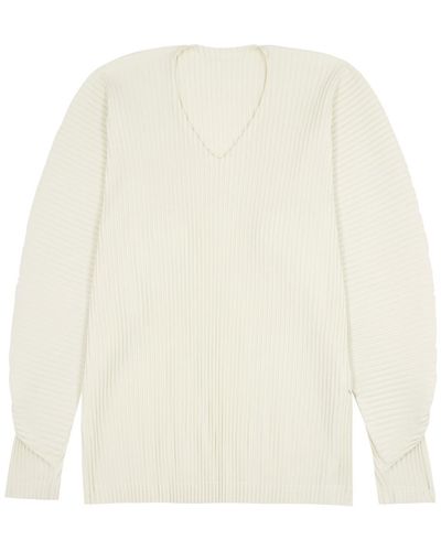 Issey Miyake Homme Plissé Calla Lily Pleated Jersey Top - White
