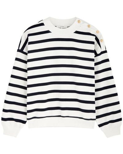 FRAME Striped Cotton-Blend Sweatshirt - White