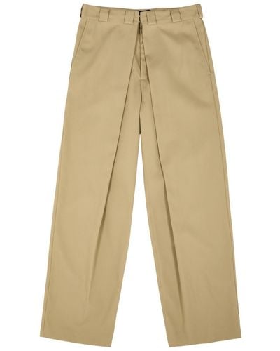 Givenchy Pleated Wide-Leg Twill Chinos - Natural