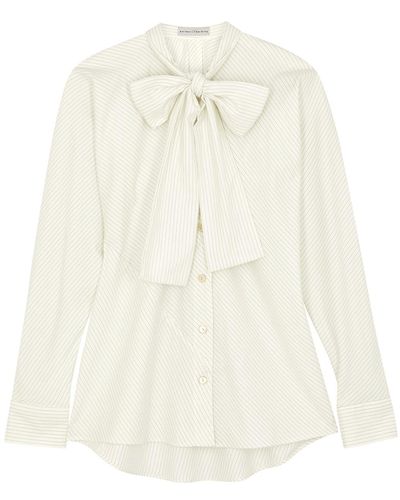 Palmer//Harding White Striped Cotton-blend Shirt