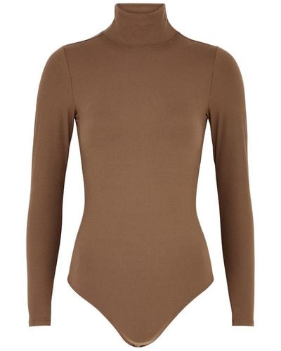 Spanx Suit Yourself Ribbed Stretch-jersey Bodysuit - Brown