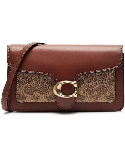 COACH Tabby Paneled Leather Wallet-on-chain - Brown