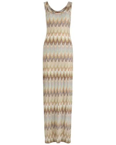 Missoni Zigzag Metallic Fine-Knit Maxi Dress - Natural