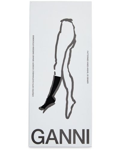 Ganni Butterfly Logo-jacquard Knee-high Socks - White