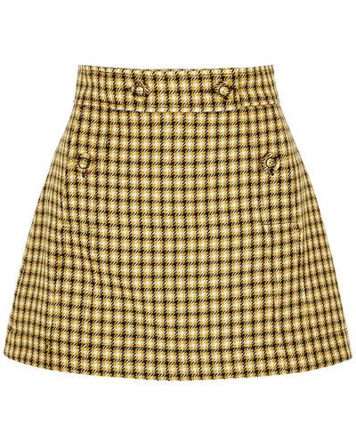 Plan C Checked Wool Mini Skirt - Metallic