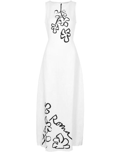 Faithfull The Brand Nahna Printed Linen Maxi Dress - White