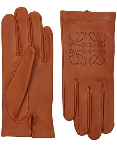 Loewe Anagram Brown Leather Gloves