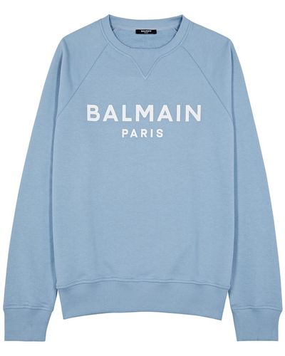 Balmain Logo-print Cotton Sweatshirt - Blue