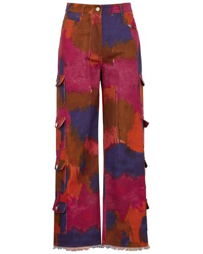 Helmstedt Bella Tie-dyed Straight-leg Cargo Jeans - Red