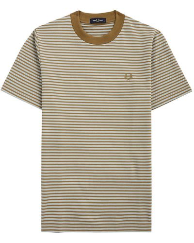 Fred Perry Striped Logo-Embroidered Cotton T-Shirt - Multicolour